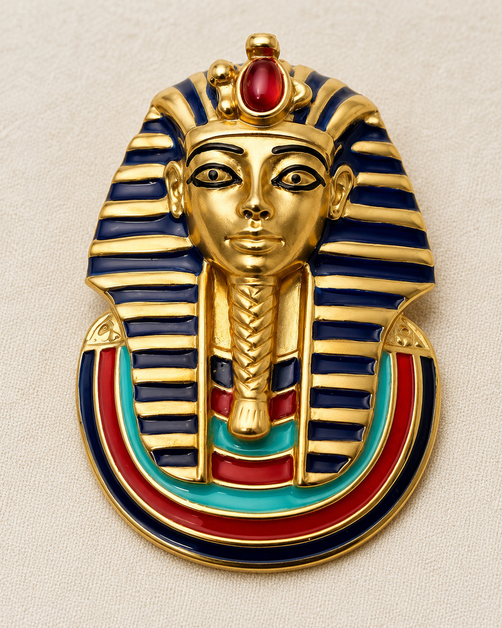 Vintage Franklin Mint King Tutankhamun Tut Jewelry Egyptian Revival Brooch Pin